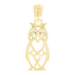 10kt Yellow Gold Womens Cubic-Zirconia Good Luck Owl Bird Wildlife Charm Pendant