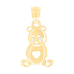 10kt Yellow Gold Womens Cubic-Zirconia Teddy Bear Heart Charm Pendant