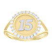 10kt Two-tone Gold Womens Cubic-Zirconia 15 Anos Quinceanera Ring