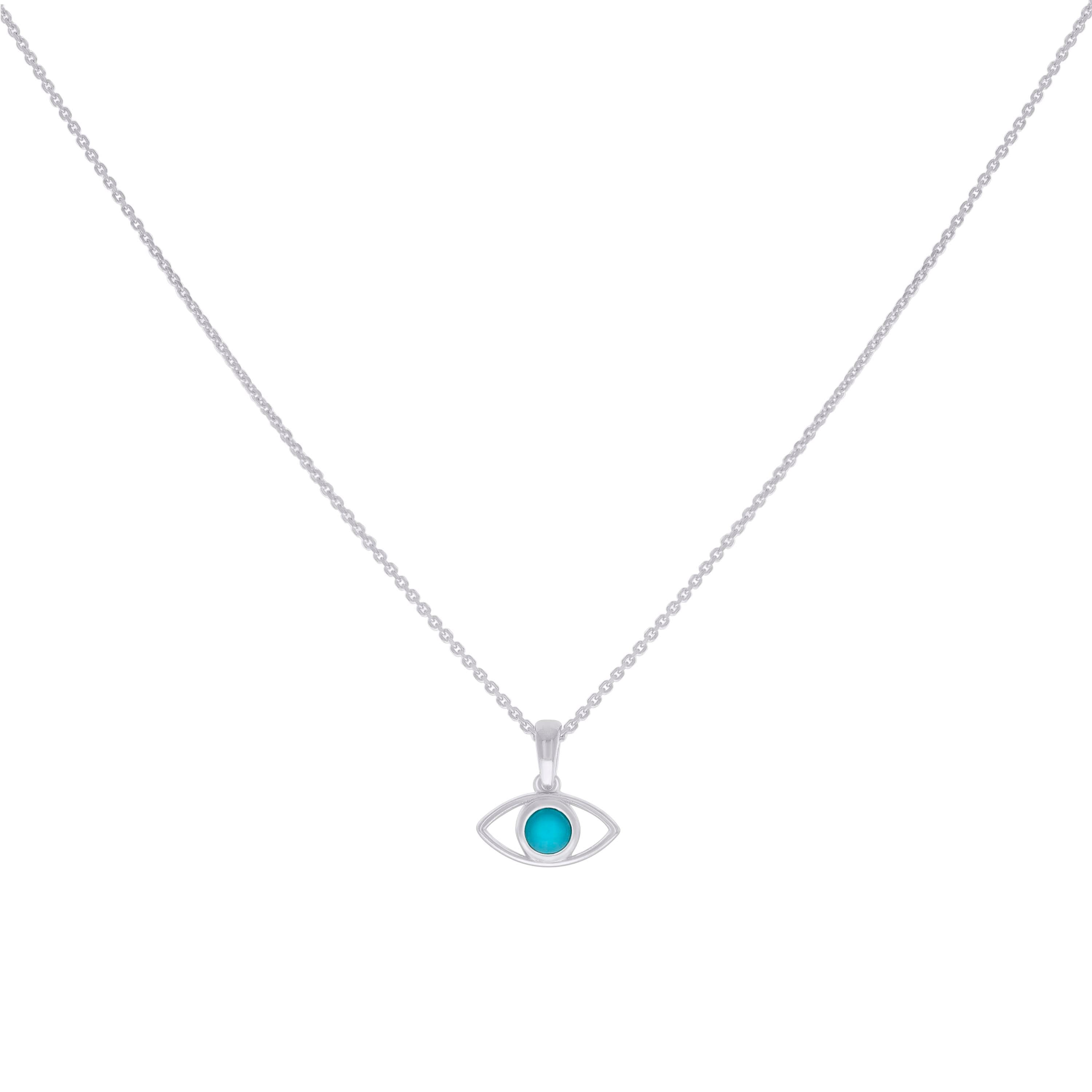 925 Sterling Silver Womens Enameled Evil Eye Good Luck Necklace 18 Inches