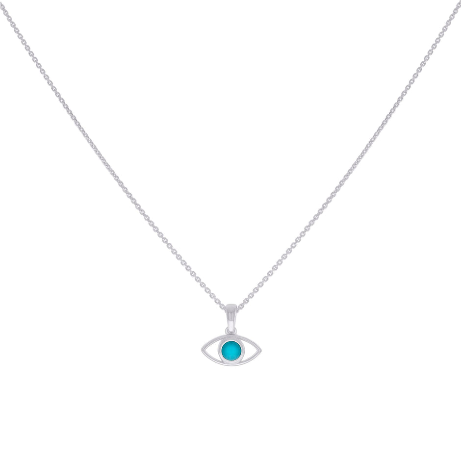 925 Sterling Silver Womens Enameled Evil Eye Good Luck Necklace 18 Inches