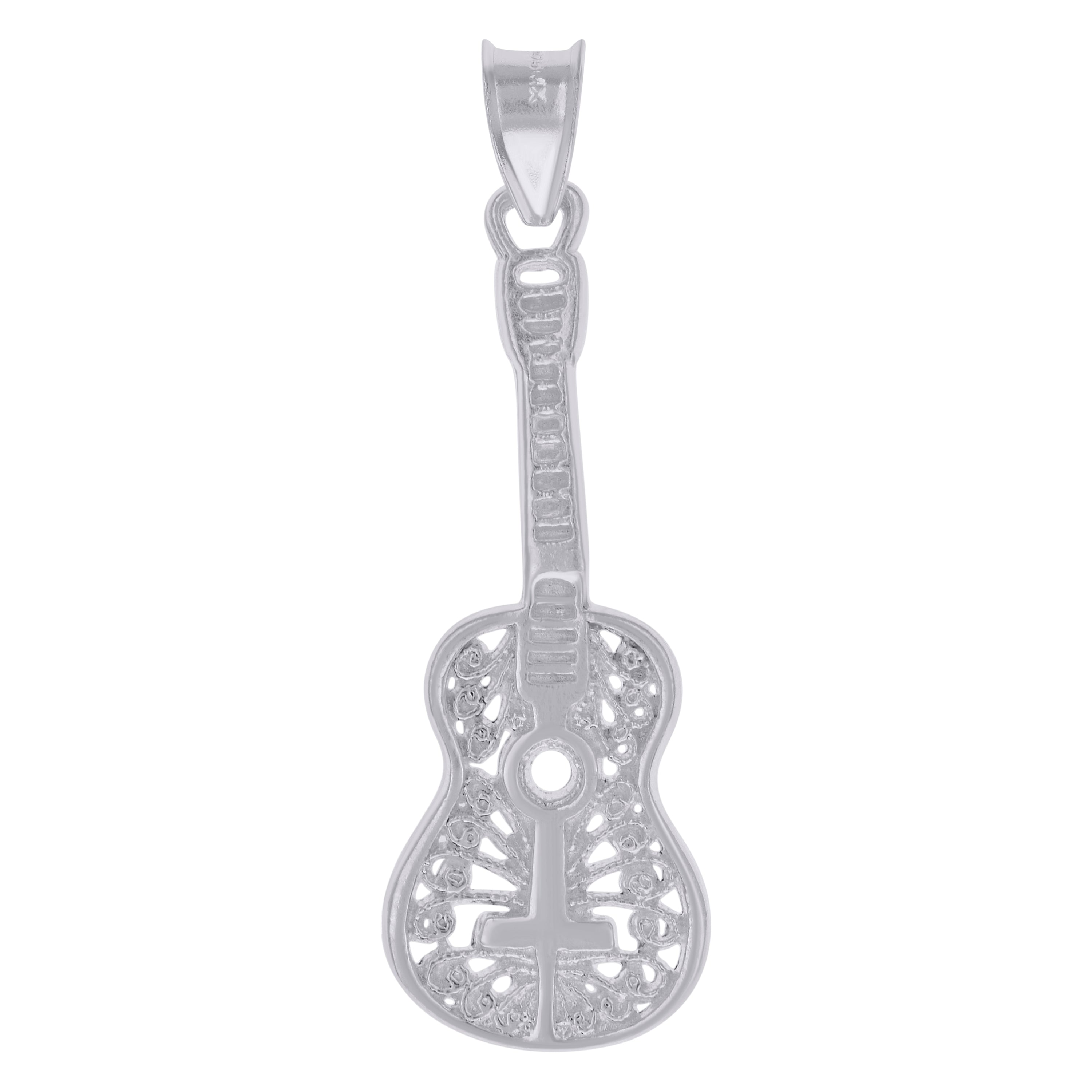 925 Sterling Silver Unisex Guitar Music Fashion Charm Pendant