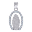 925 Sterling Silver Womens Cubic-Zirconia Guadalupe Religious Charm Pendant