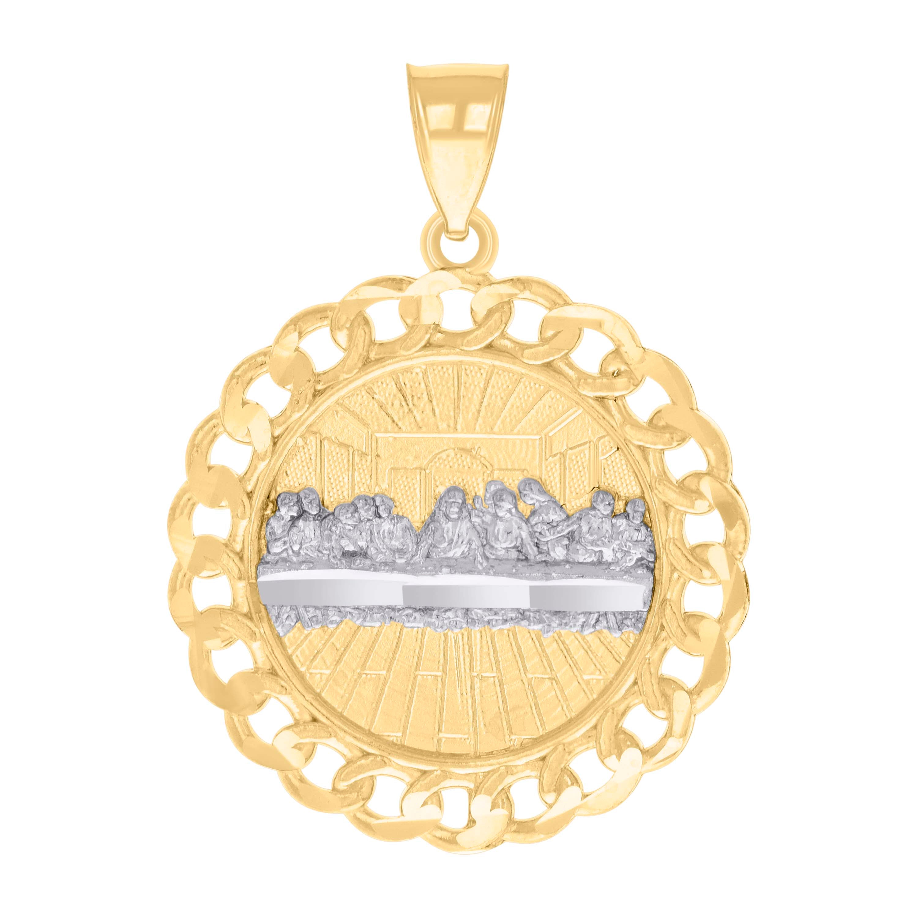 14kt Two-tone Gold Mens Last Supper Religious Charm Pendant 