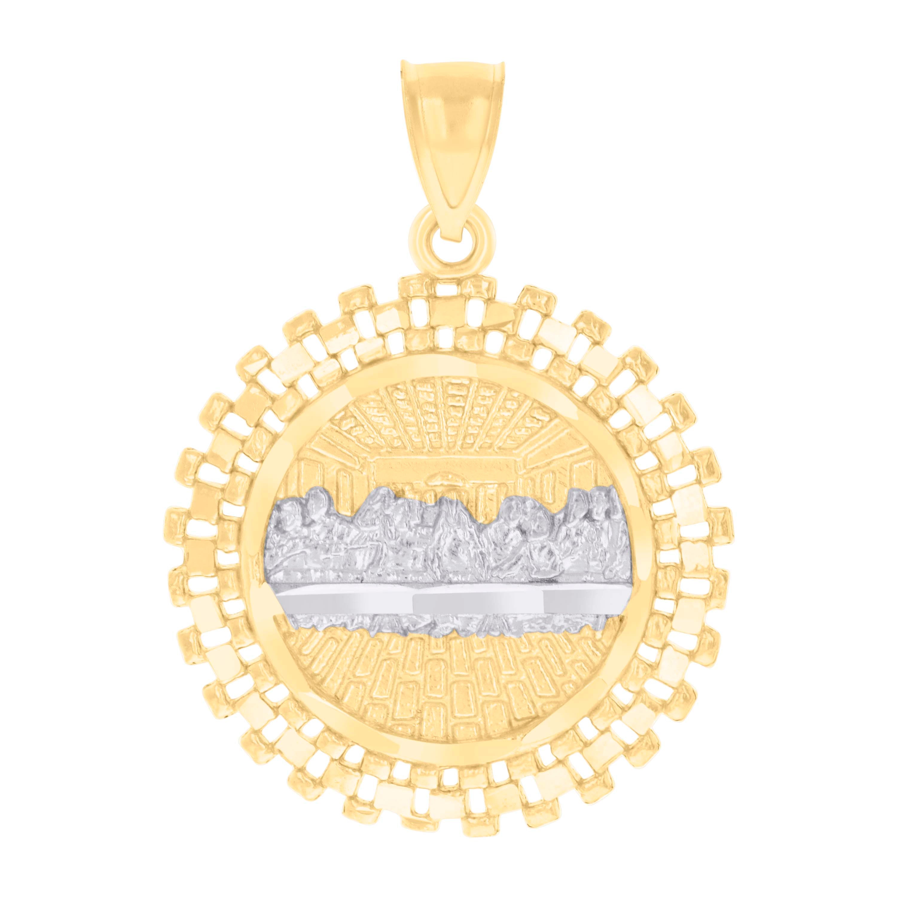 14kt Two-tone Gold Mens Last Supper Religious Charm Pendant 