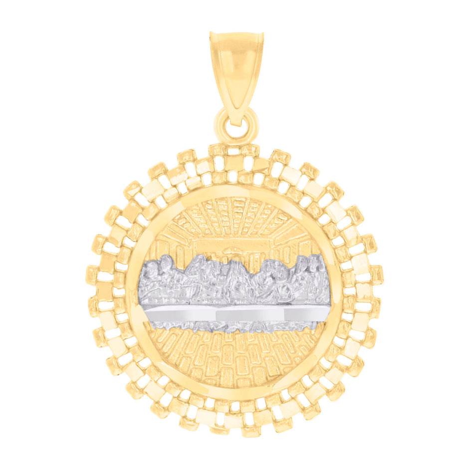 14kt Two-tone Gold Mens Last Supper Religious Charm Pendant 