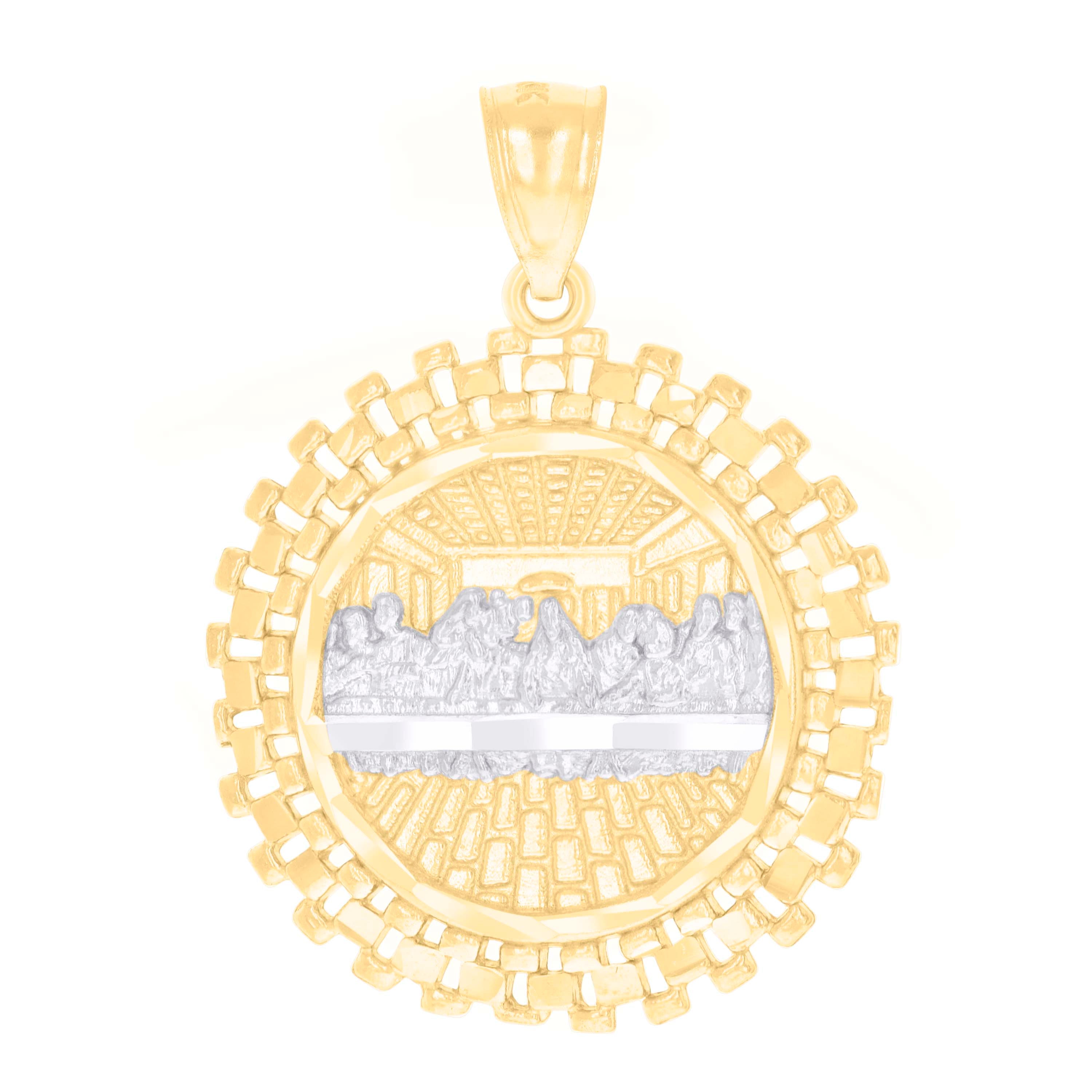 14kt Two-tone Gold Mens Last Supper Religious Charm Pendant