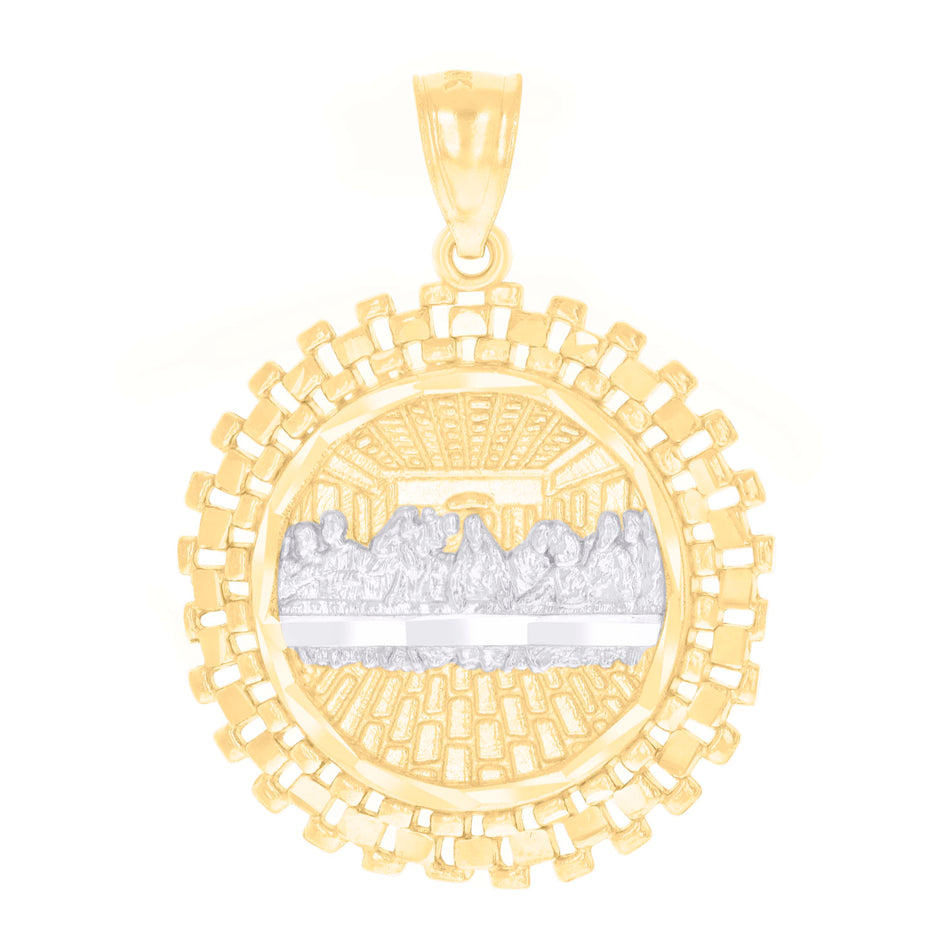 14kt Two-tone Gold Mens Last Supper Religious Charm Pendant