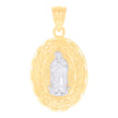 14kt Two-tone Gold Womens Oval Guadalupe Religious Charm Pendant 