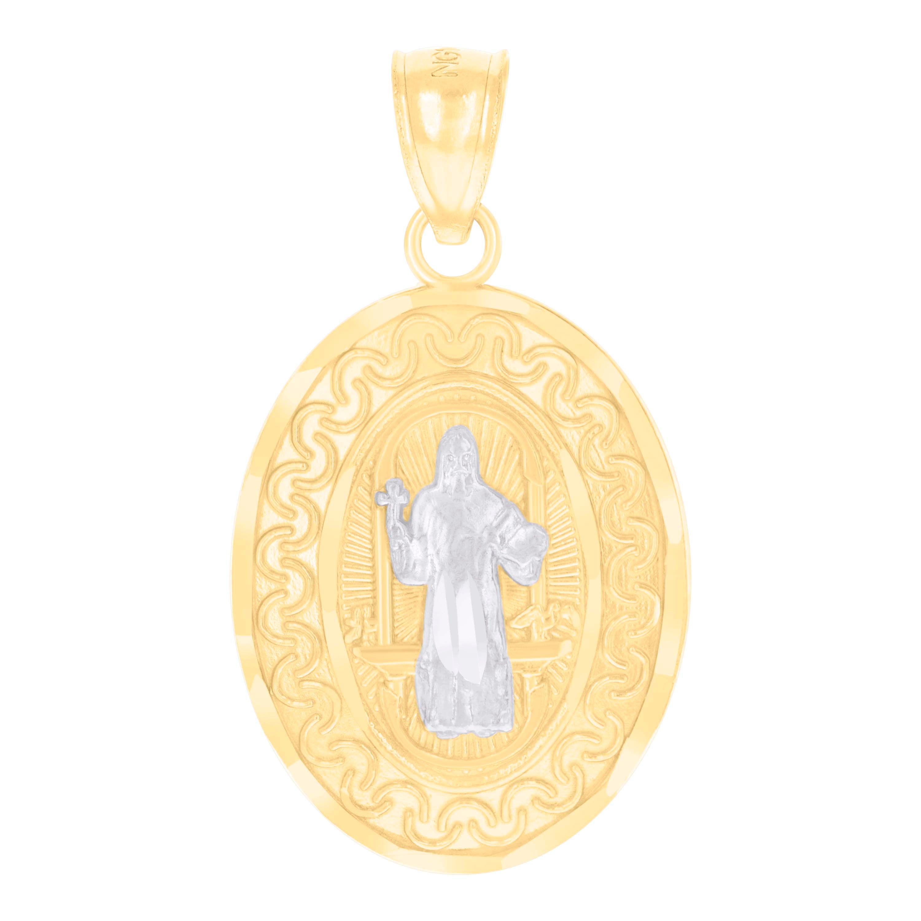 14kt Two-tone Gold Womens St. Benedict Religious Charm Pendant 