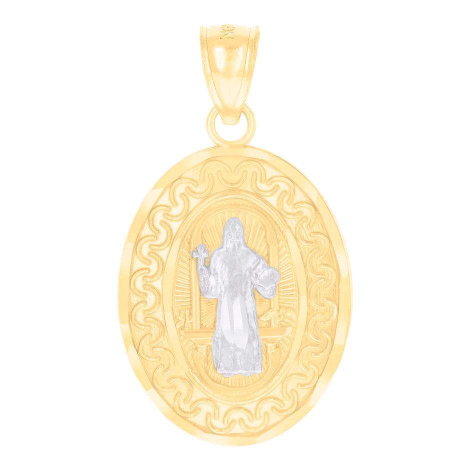 14kt Two-tone Gold Womens St. Benedict Religious Charm Pendant 