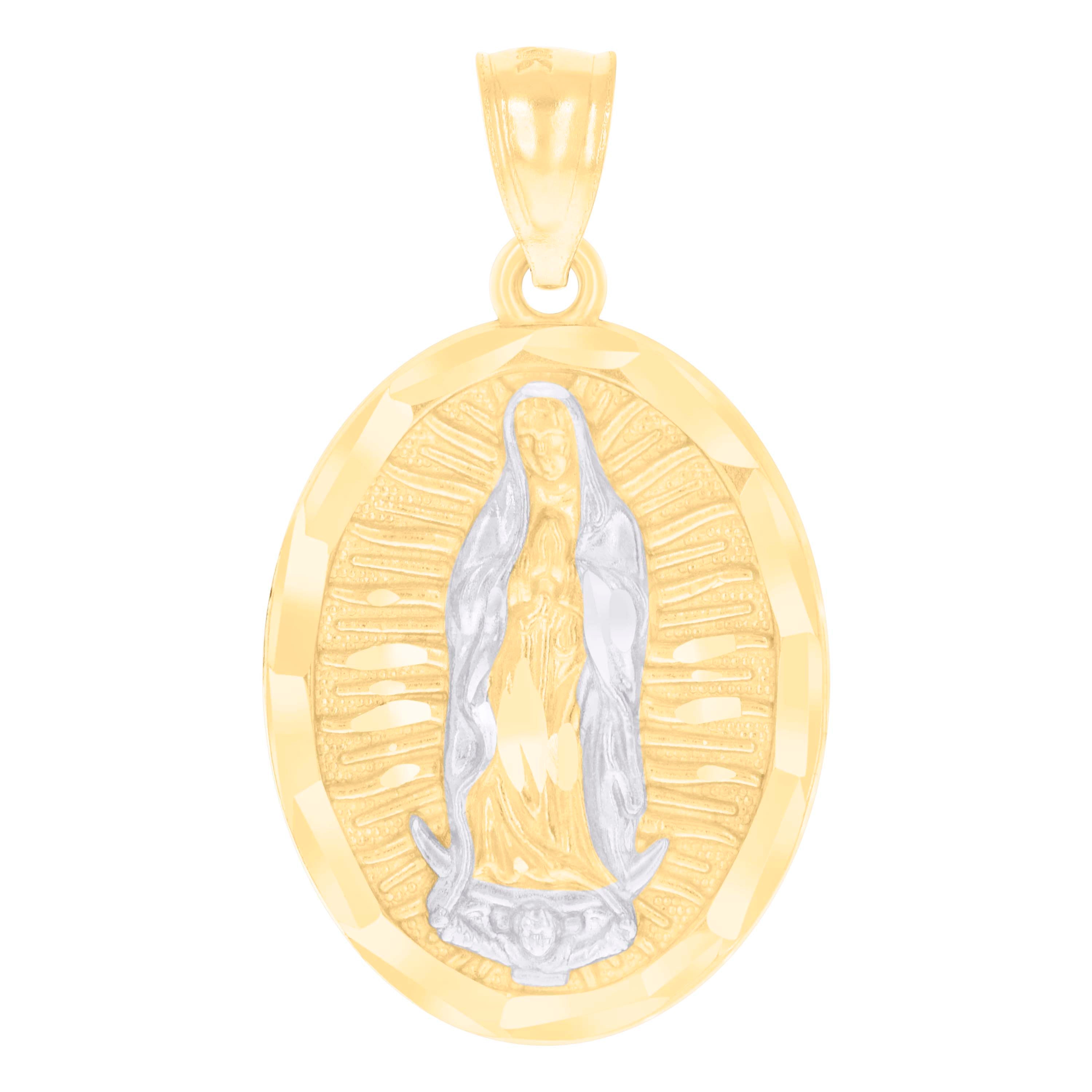 14kt Two-tone Gold Womens Guadalupe Religious Charm Pendant 