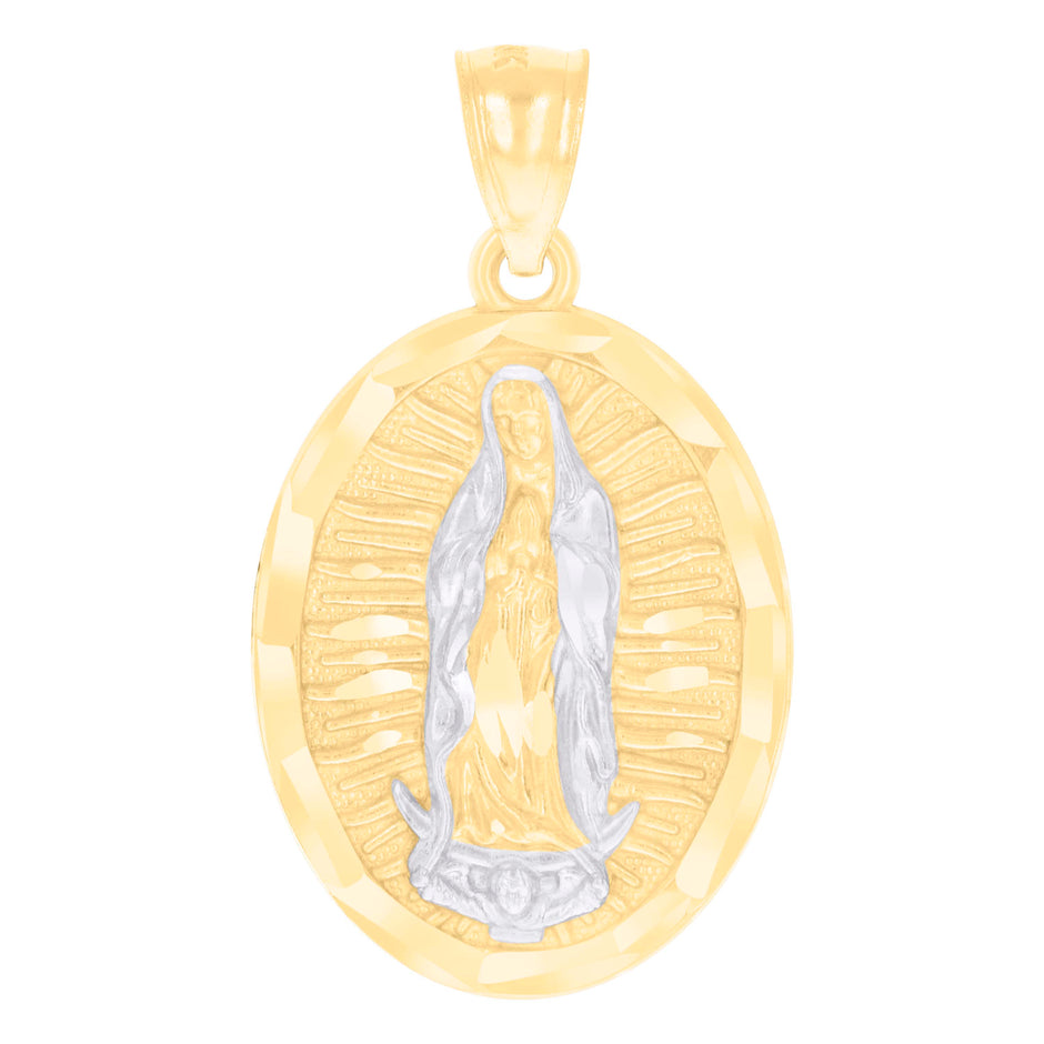 14kt Two-tone Gold Womens Guadalupe Religious Charm Pendant 