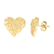 14kt Yellow Gold Womens Nugget Heart Stud Earrings