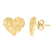 14kt Yellow Gold Womens Nugget Heart Stud Earrings