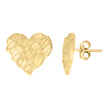 14kt Yellow Gold Womens Nugget Heart Stud Earrings