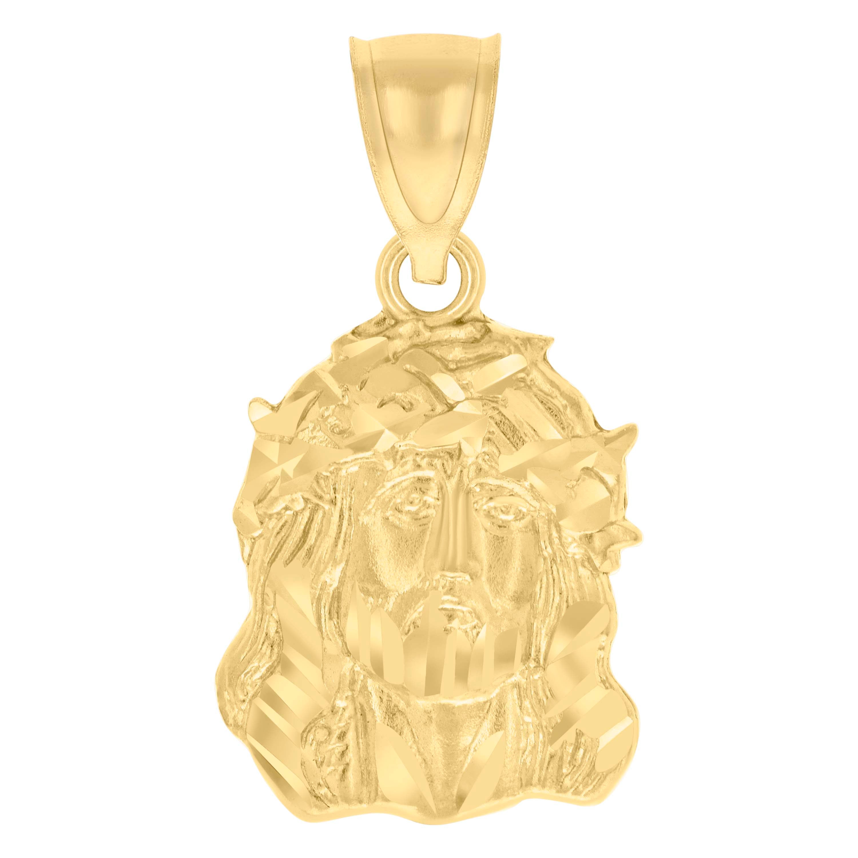 10kt Yellow Gold Mens Jesus Religious Charm Pendant