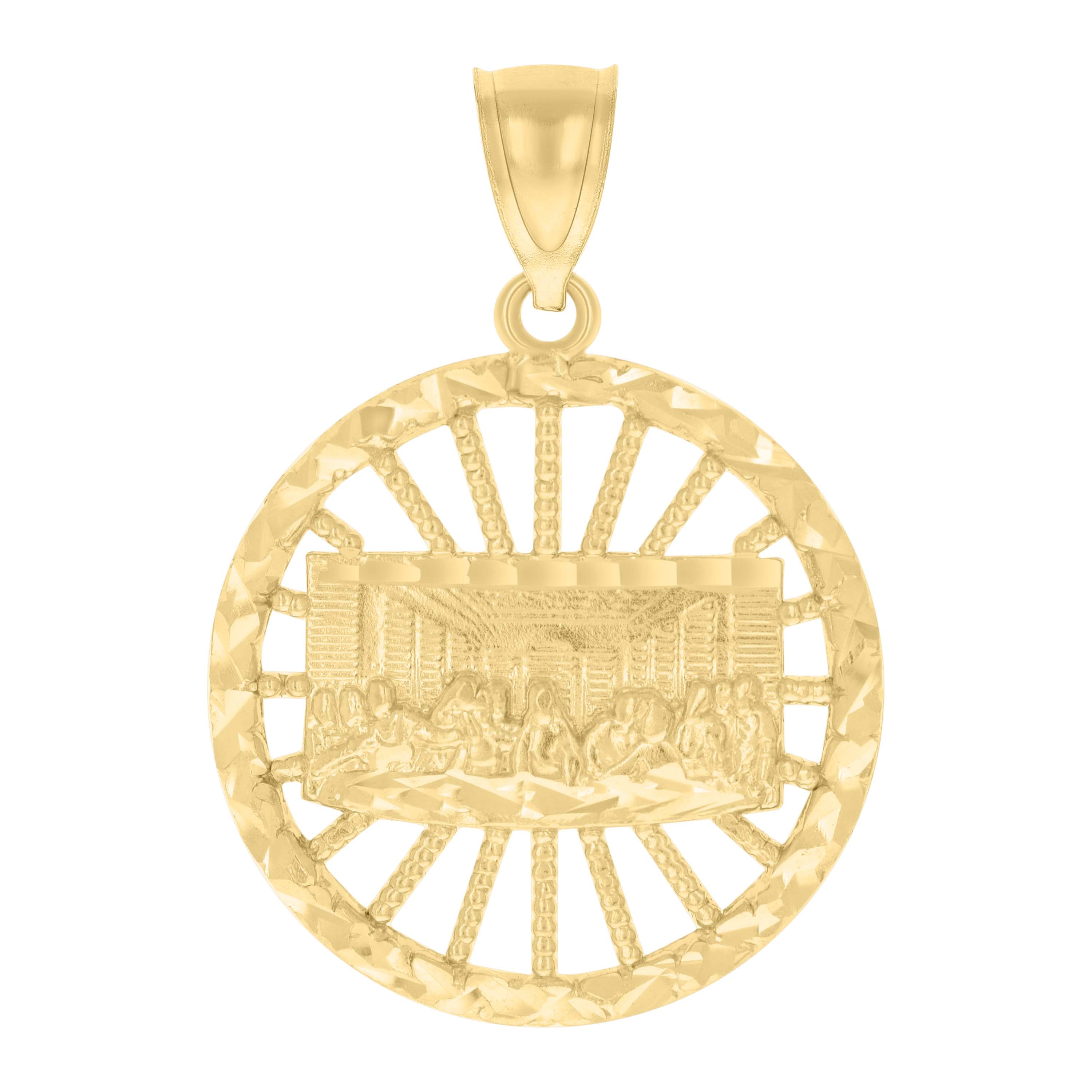 10kt Yellow Gold Mens Last Supper Religious Charm Pendant