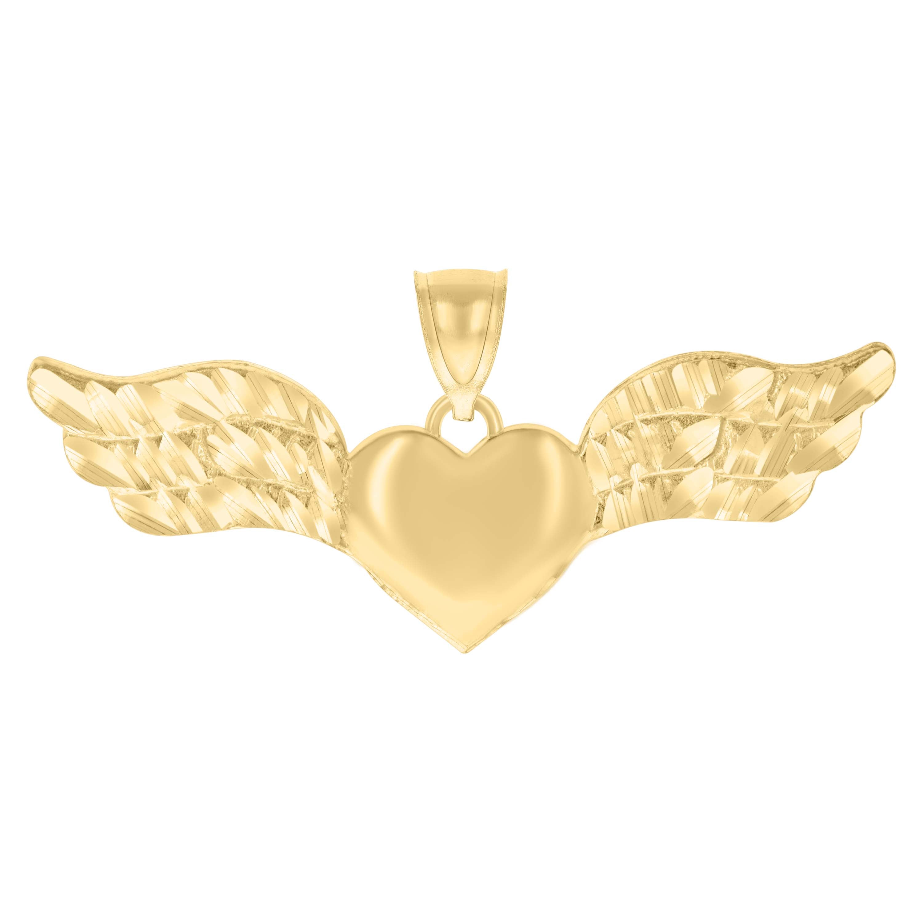 10kt Yellow Gold Womens Flying Heart Charm Pendant
