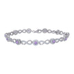 925 Sterling Silver Womens Purple White Cubic-Zirconia Infinity Tennis Bracelet