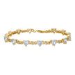 925 Sterling Silver Yellow-tone Womens Heart Round Cubic-Zirconia Heart Tennis Bracelet
