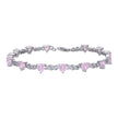 925 Sterling Silver Womens Pink White Heart Round Cubic-Zirconia Heart Tennis Bracelet
