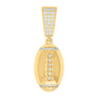 925 Sterling Silver Yellow-tone Mens Cubic-Zirconia Football Sports Pendant 