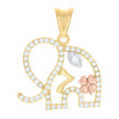10kt Tri-Color Gold Womens Cubic-Zirconia Elephant Evil Eye 7 Clover Good Luck Charm Pendant