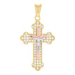 10kt Tri-Color Gold Womens Cubic-Zirconia Crucifix Cross Religious Charm Pendant