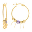 10kt Yellow Gold Womens Infinity Purple Beaded Hoop Earrings