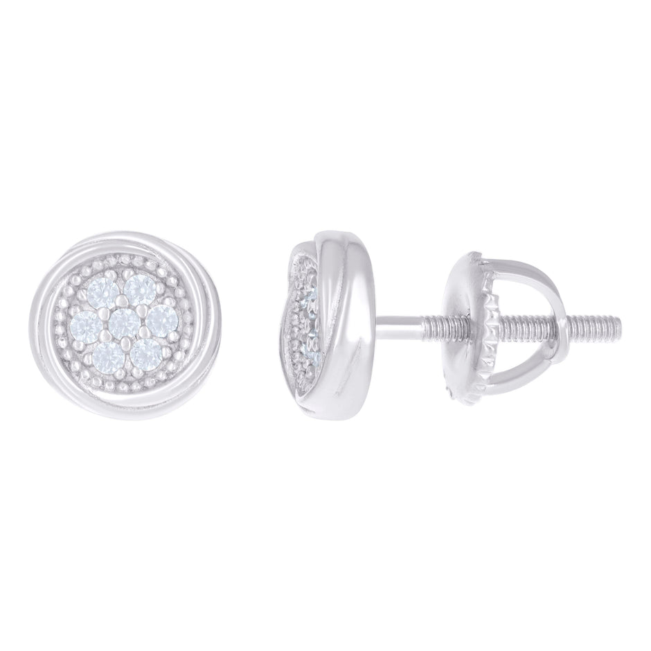 925 Sterling Silver Womens Cubic-Zirconia Swirl Stud Earrings 