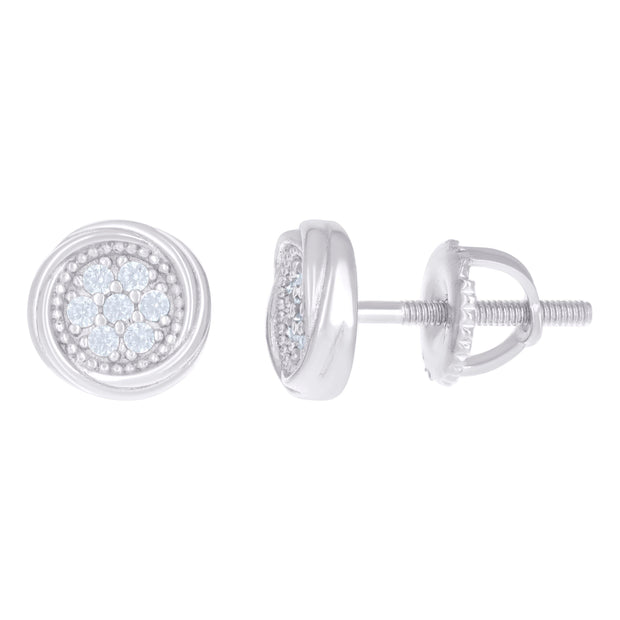 925 Sterling Silver Womens Cubic-Zirconia Swirl Stud Earrings 