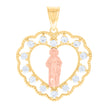 10kt Two-tone Gold Mens Cubic-Zirconia St. Jude Religious Charm Pendant