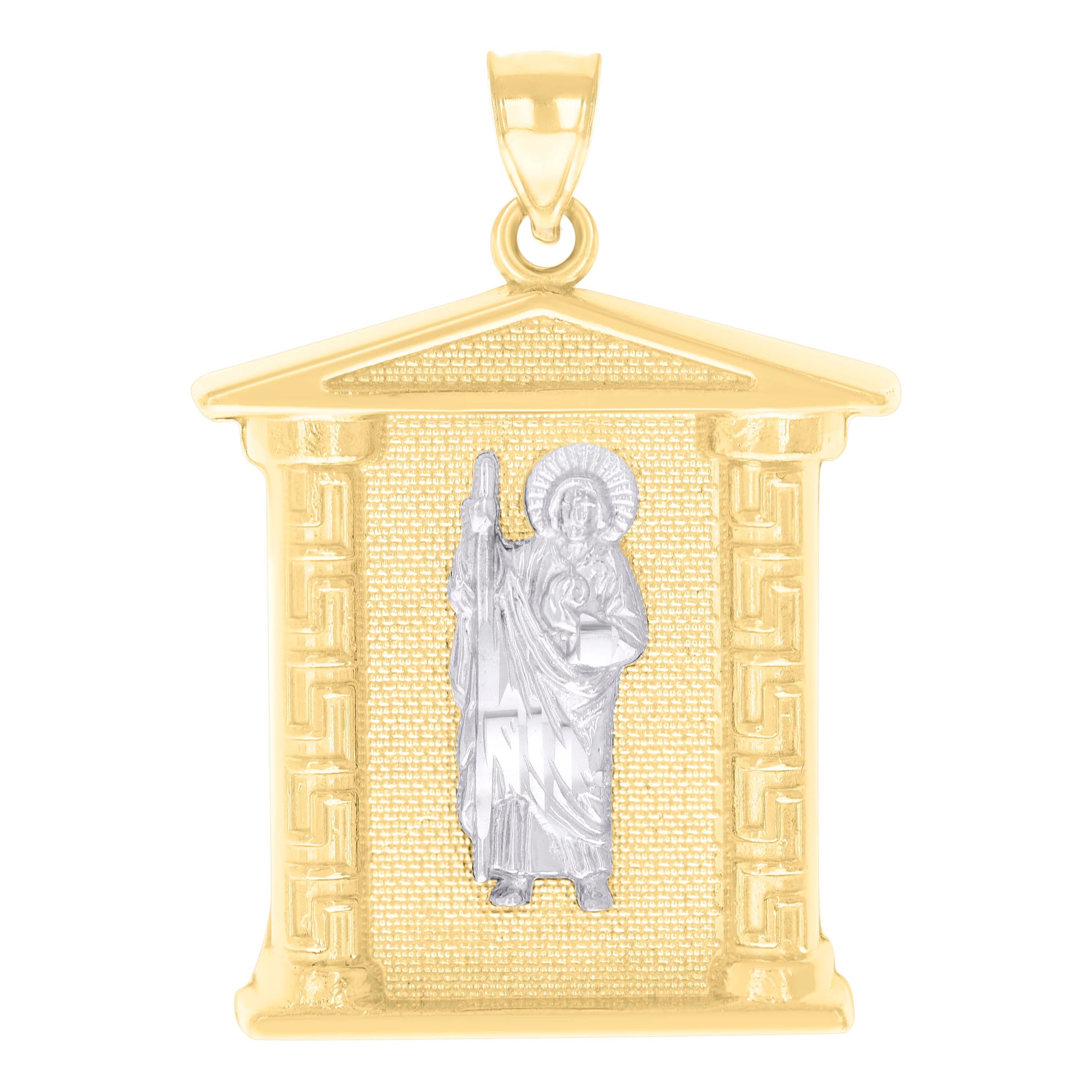 10kt Two-tone Gold Mens St. Jude Religious Charm Pendant
