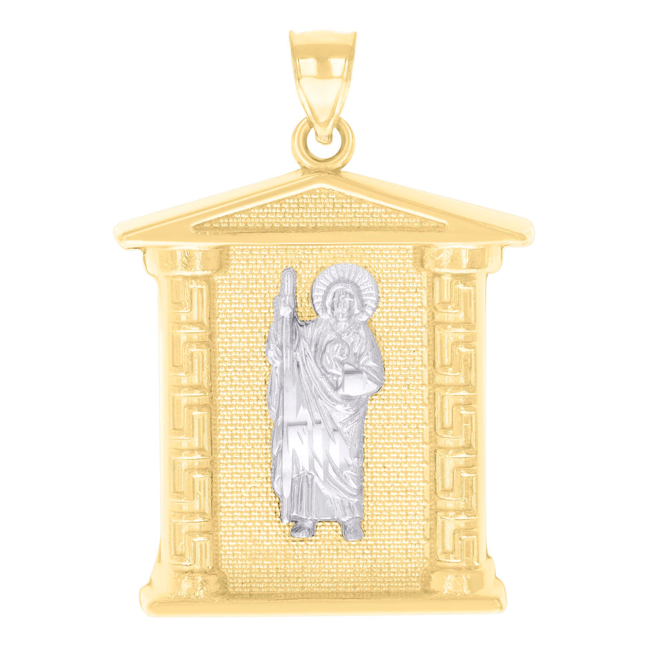 10kt Two-tone Gold Mens St. Jude Religious Charm Pendant