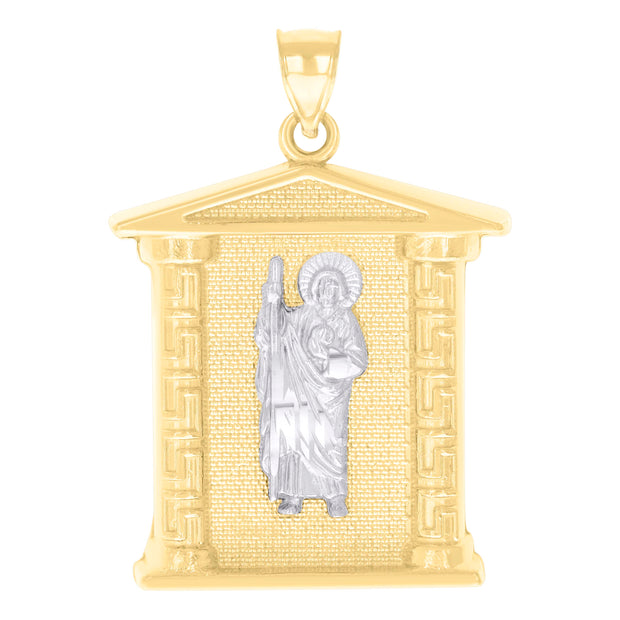 10kt Two-tone Gold Mens St. Jude Religious Charm Pendant