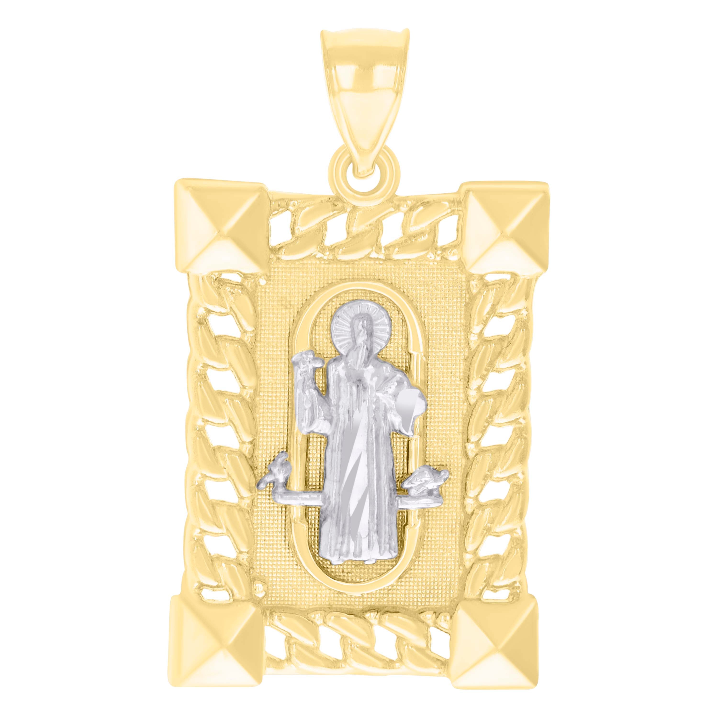 10kt Two-tone Gold Mens St. Benedict Religious Pendant 