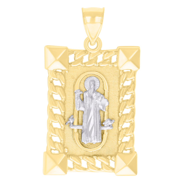 10kt Two-tone Gold Mens St. Benedict Religious Pendant 
