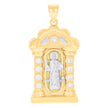 10kt Two-tone Gold Mens Cubic-Zirconia St. Benedict Religious Pendant 