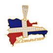 10kt Yellow Gold Mens Cubic-Zirconia Enameled Dominican Republic Flag Charm Pendant