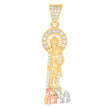 10kt Tri-Color Gold Mens Cubic-Zirconia St. Lazarus Religious Charm Pendant