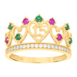14kt Yellow Gold Womens Multi-Color Cubic-Zirconia 15 Anos Quinceanera Ring