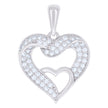 925 Sterling Silver Womens Cubic-Zirconia Heart Charm Pendant