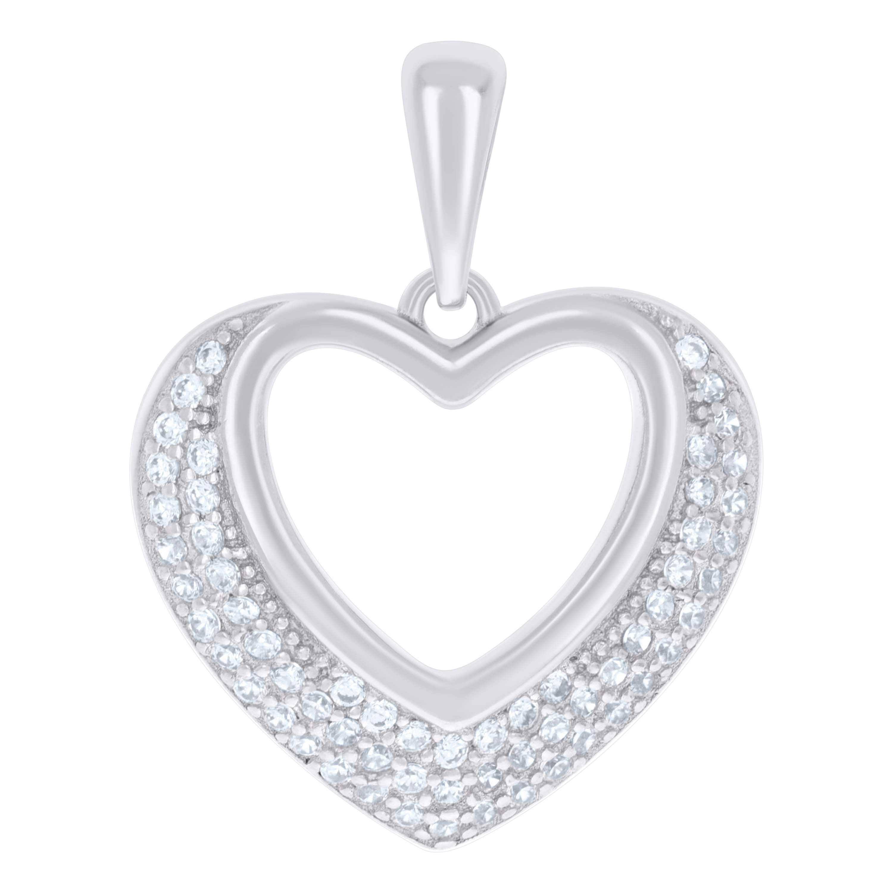 925 Sterling Silver Womens Cubic-Zirconia Heart Charm Pendant