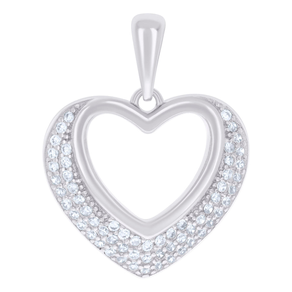 925 Sterling Silver Womens Cubic-Zirconia Heart Charm Pendant
