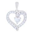 925 Sterling Silver Womens Heart Round Cubic-Zirconia Heart Charm Pendant