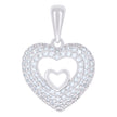 925 Sterling Silver Womens Cubic-Zirconia Double Heart Charm Pendant