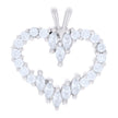 925 Sterling Silver Womens Marquise Round Cubic-Zirconia Heart Charm Pendant