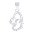 925 Sterling Silver Womens Cubic-Zirconia Double Heart Charm Pendant