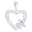 925 Sterling Silver Womens Cubic-Zirconia Flower Heart Charm Pendant